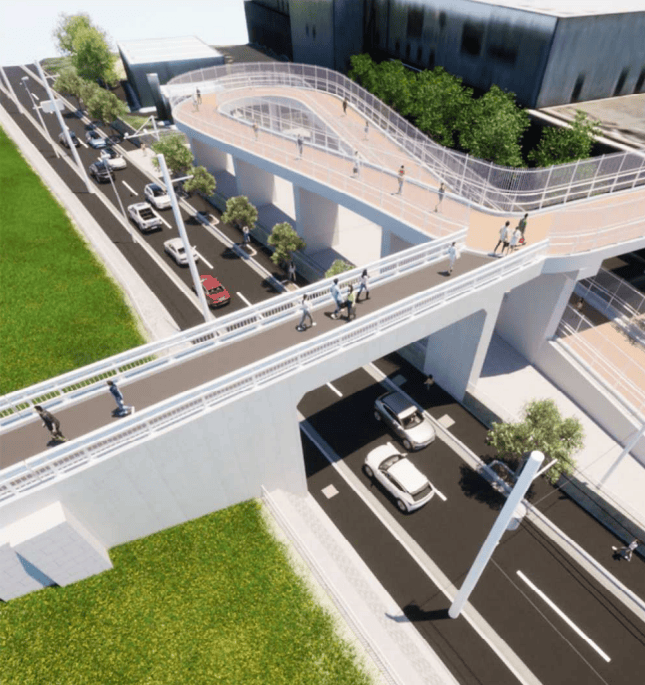 新河岸陸上競技場前の「連絡橋（連絡通路）工事」について（板橋区議会議員　近藤タカヒロ）